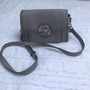 Michael Kors cross body grey leather purse
